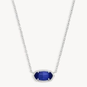 Elisa Silver Pendant Necklace in Cobalt Cats Eye